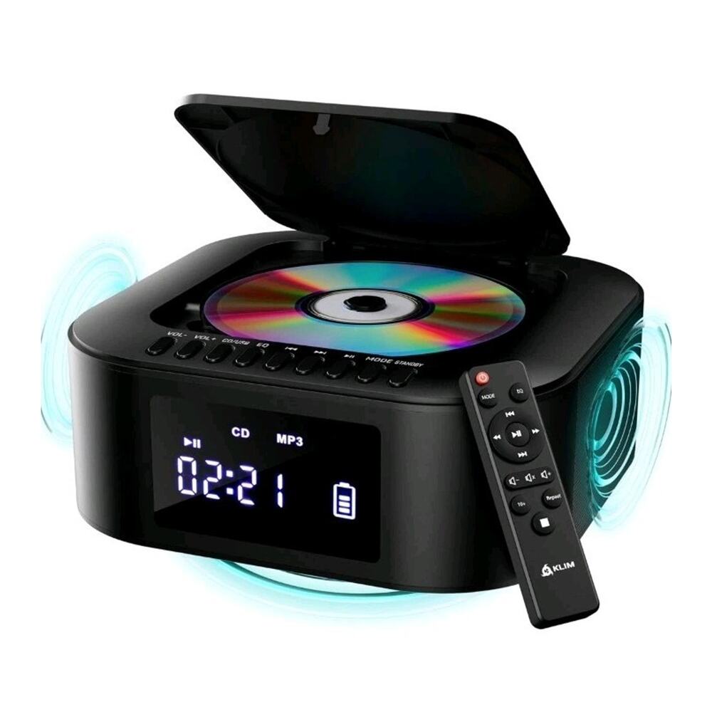 KLIM Boombox E1 - CD Player Portable Audio System, xtra BASS Subwoofer,FM,Remote